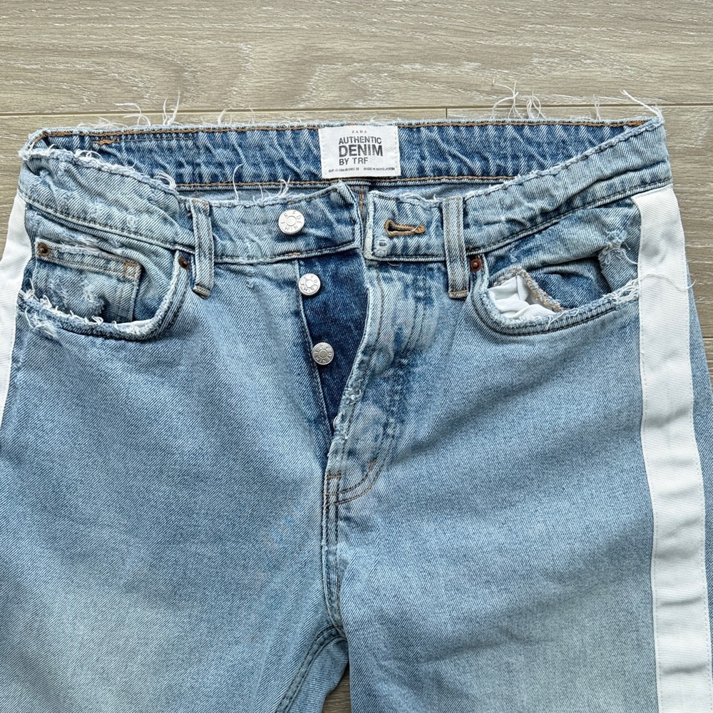Light Blue Women’s Jeans with White Side Stripe - Picture 3 of 4